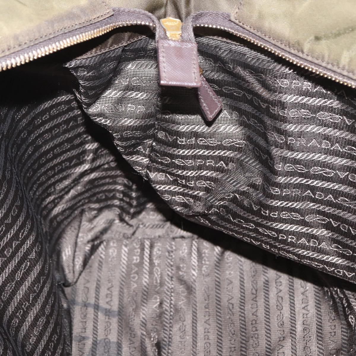 PRADA Tote Bag Nylon Khaki Gold Auth ka1455