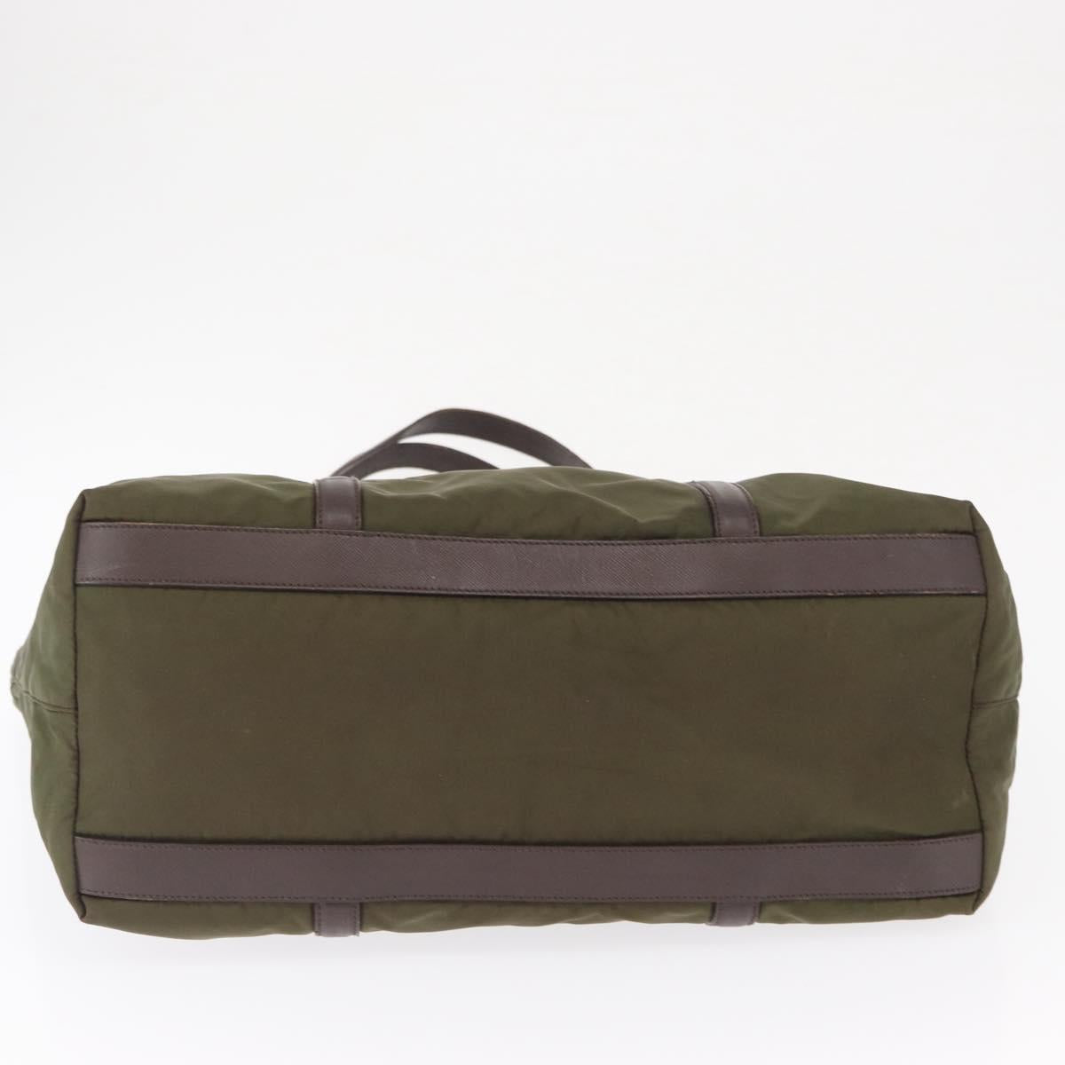 PRADA Tote Bag Nylon Khaki Gold Auth ka1455