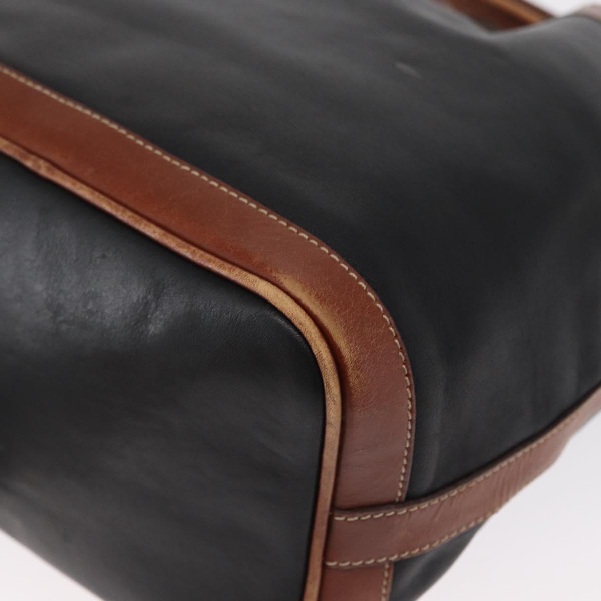 CELINE Shoulder Bag Leather Black Gold Auth ka1459