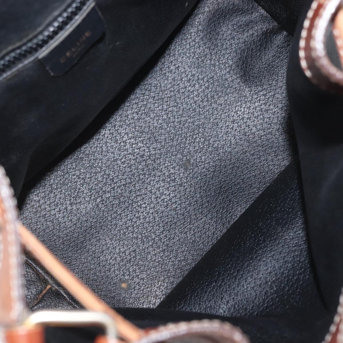 CELINE Shoulder Bag Leather Black Gold Auth ka1459