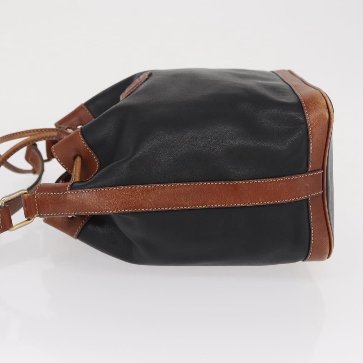 CELINE Shoulder Bag Leather Black Gold Auth ka1459