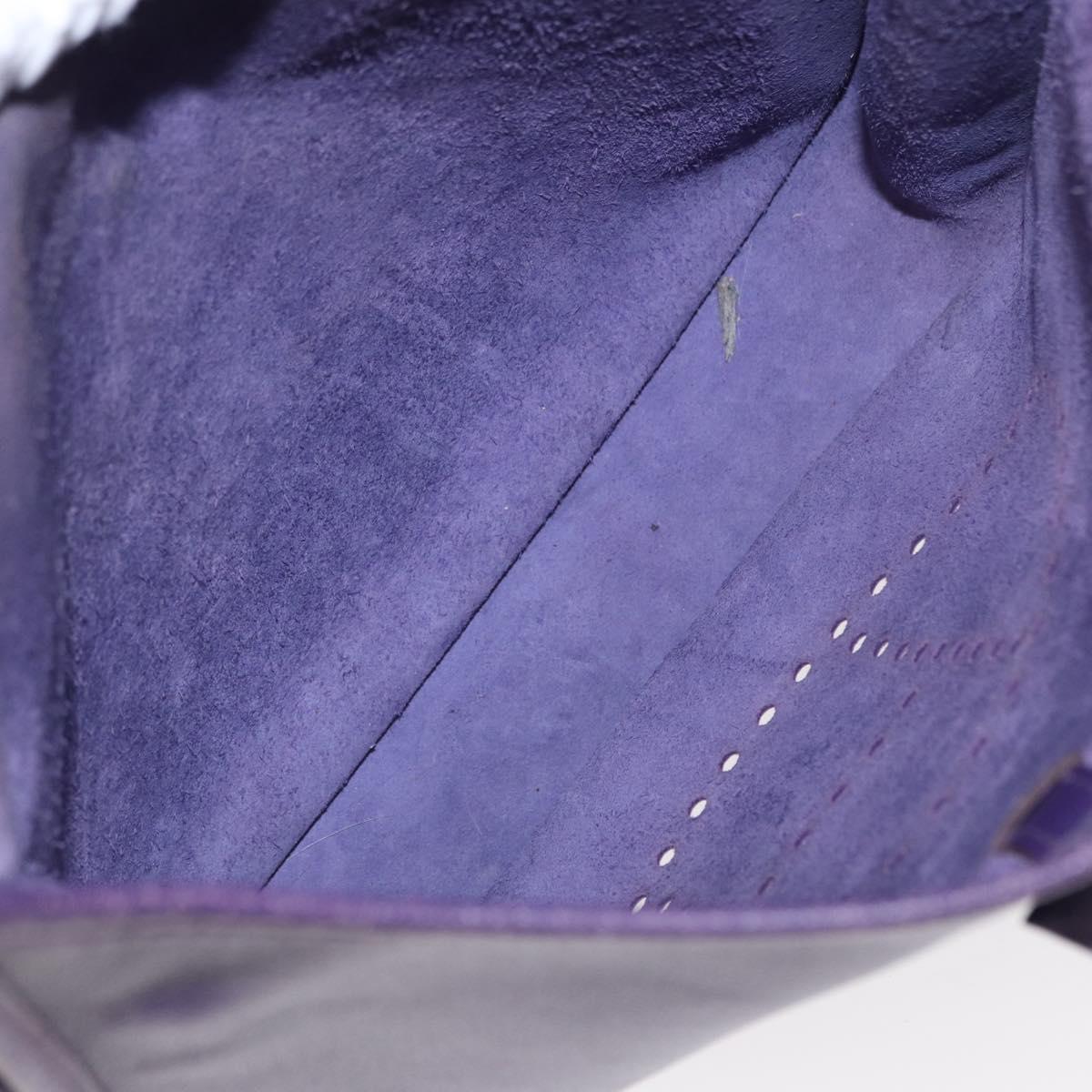 HERMES Evelyn 3 Shoulder Bag Leather Purple Silver Auth ka146