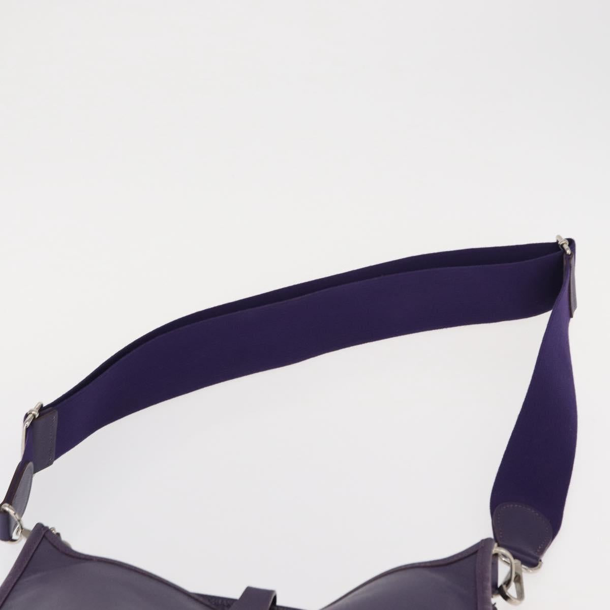 HERMES Evelyn 3 Shoulder Bag Leather Purple Silver Auth ka146