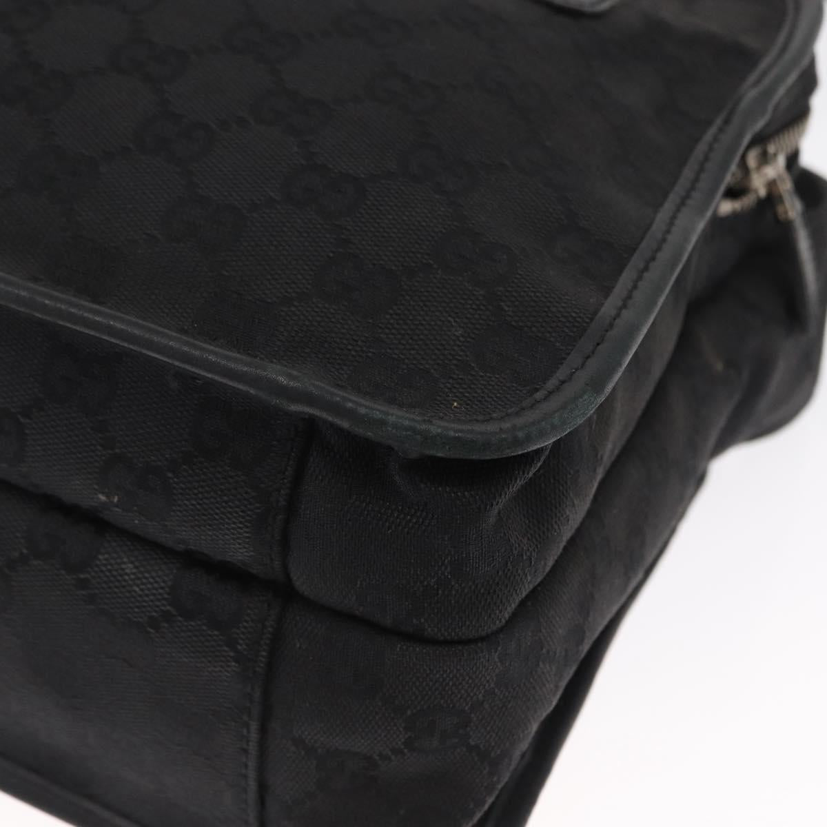 GUCCI GG Canvas Shoulder Bag Black Silver Auth ka1463