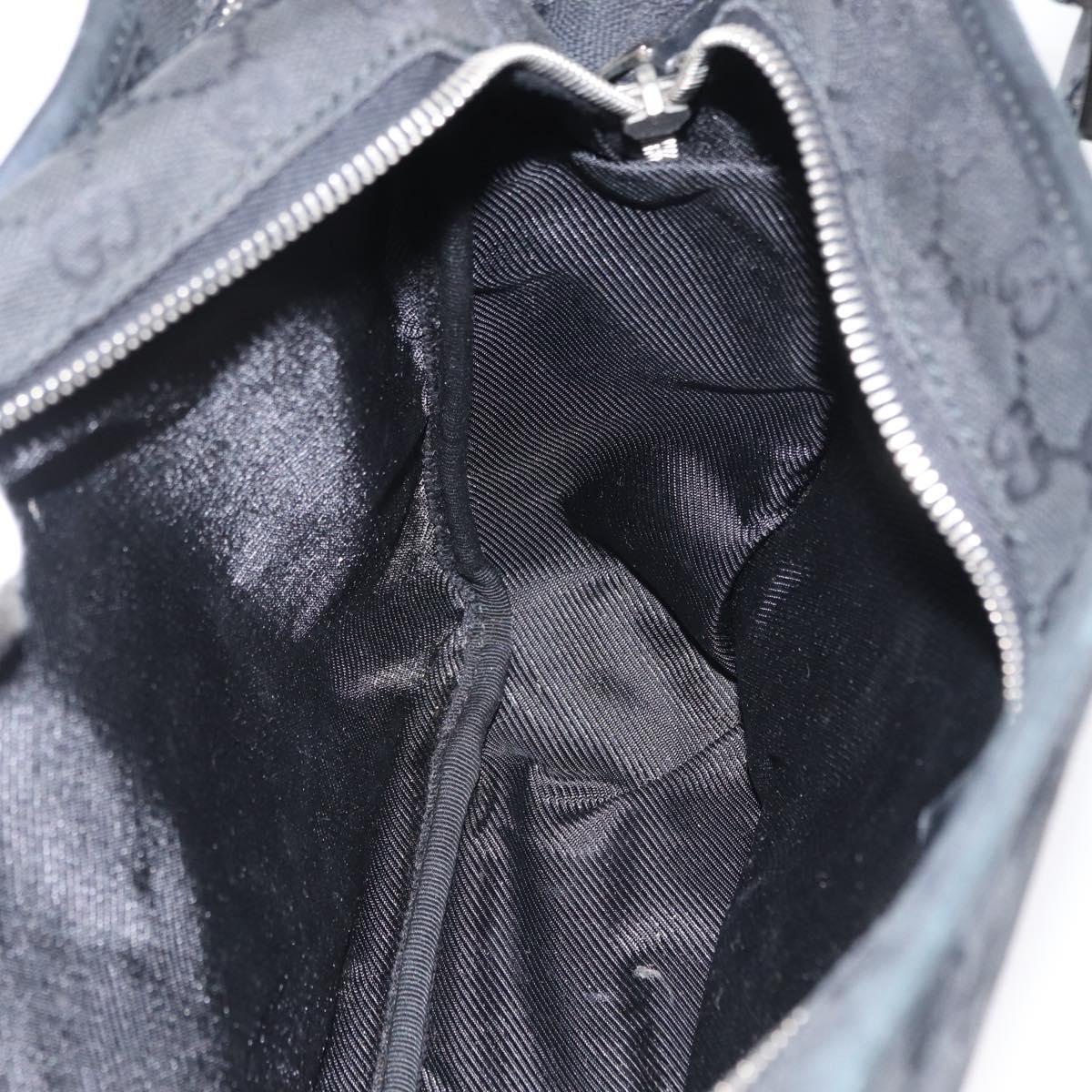 GUCCI GG Canvas Shoulder Bag Black Silver Auth ka1463