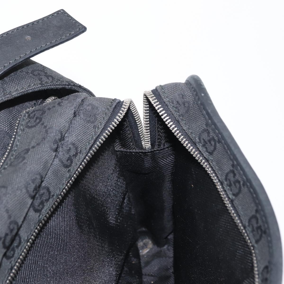 GUCCI GG Canvas Shoulder Bag Black Silver Auth ka1463