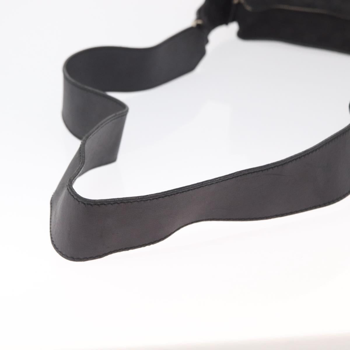 GUCCI GG Canvas Shoulder Bag Black Silver Auth ka1463