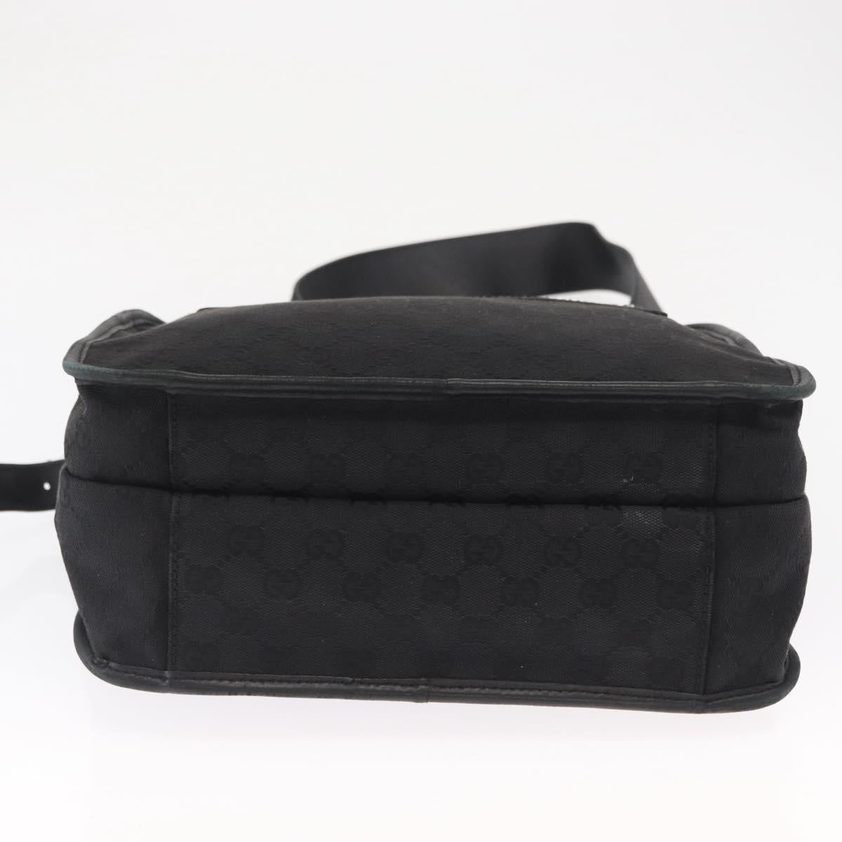 GUCCI GG Canvas Shoulder Bag Black Silver Auth ka1463