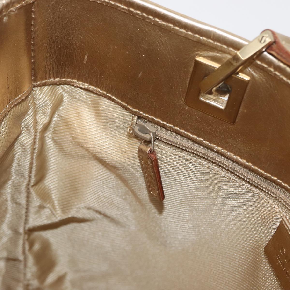 GUCCI GG Canvas Tote Bag Peppermint Gold 002 1099 Auth ka1465