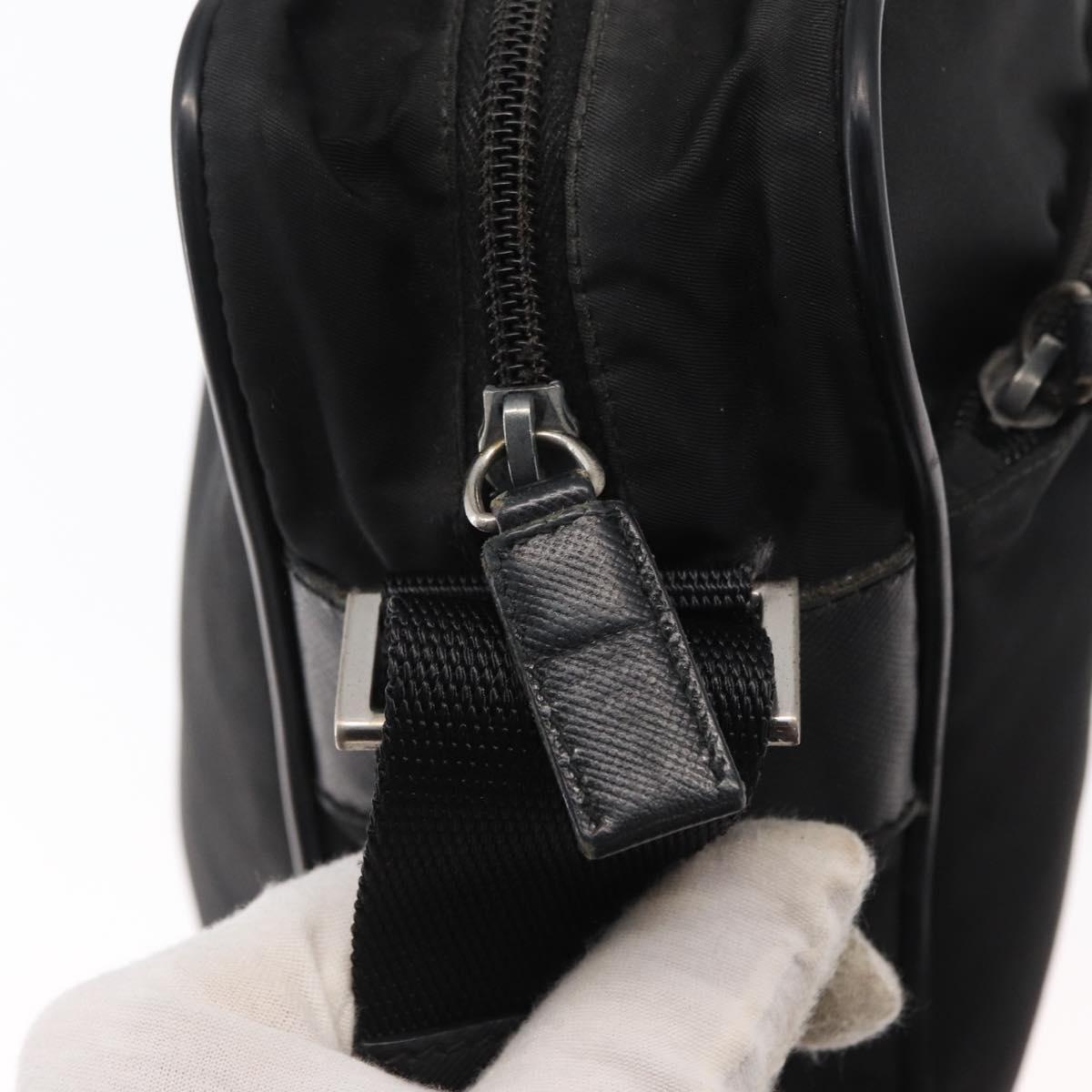 PRADA Shoulder Bag Nylon Black Silver Auth ka1477
