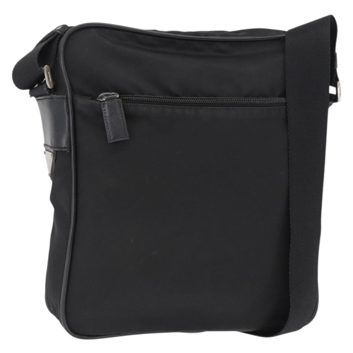 PRADA Shoulder Bag Nylon Black Silver Auth ka1477