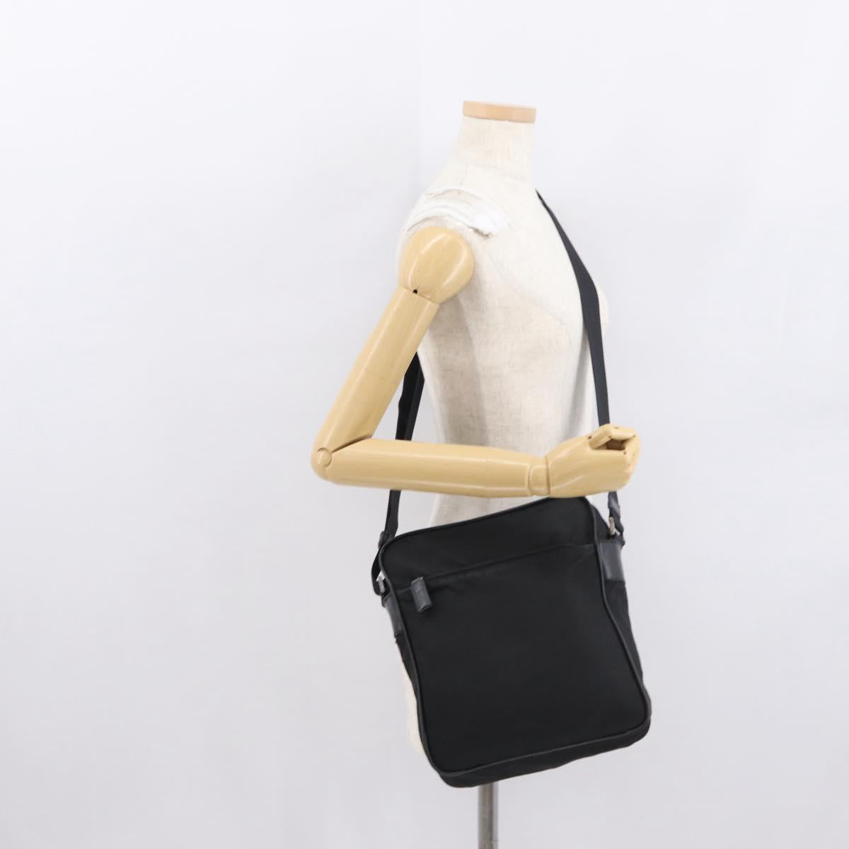 PRADA Shoulder Bag Nylon Black Silver Auth ka1477