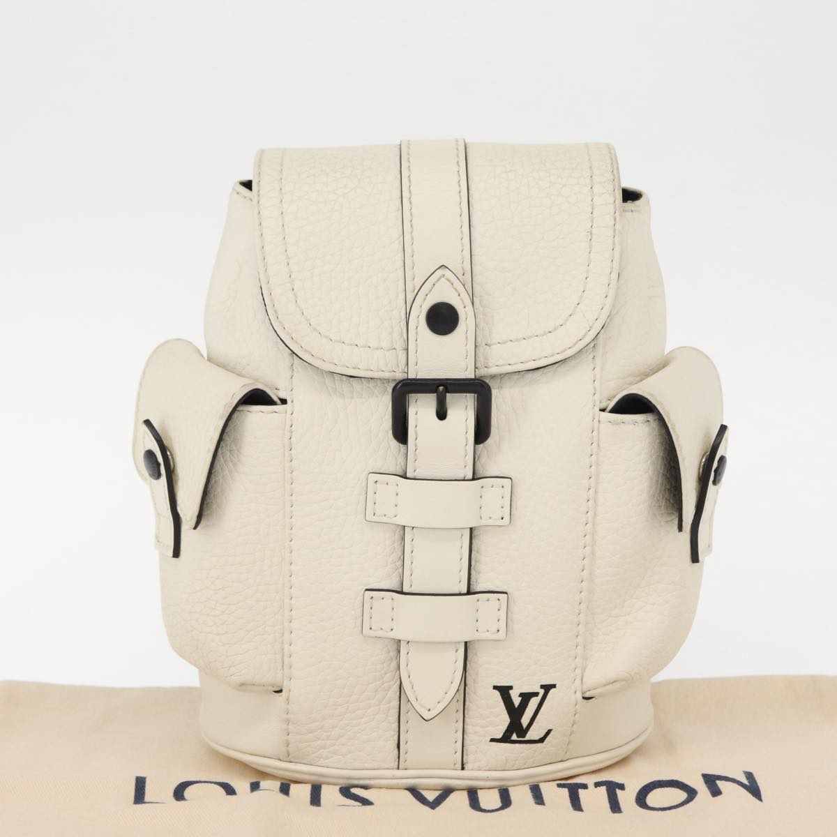 LOUIS VUITTON Christopher XS Bag Taurillon Leather White M58493 Auth ka147M