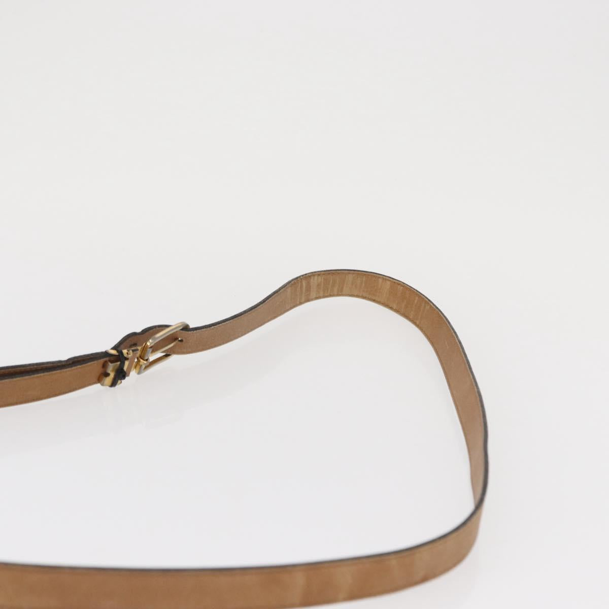 Christian Dior Shoulder Bag Leather Khaki Gold Auth ka1481