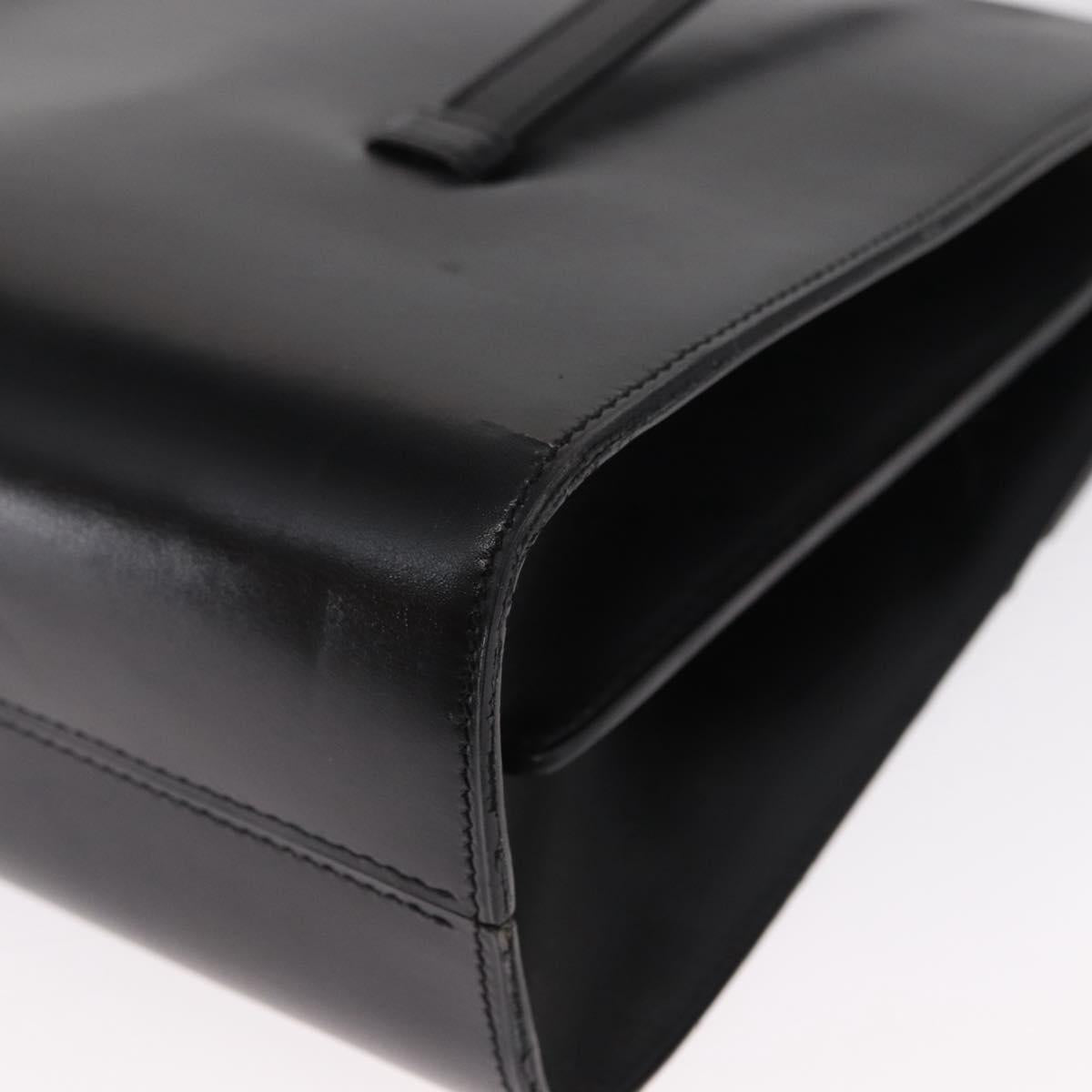 Christian Dior Hand Bag Leather Black Gold Auth ka1492