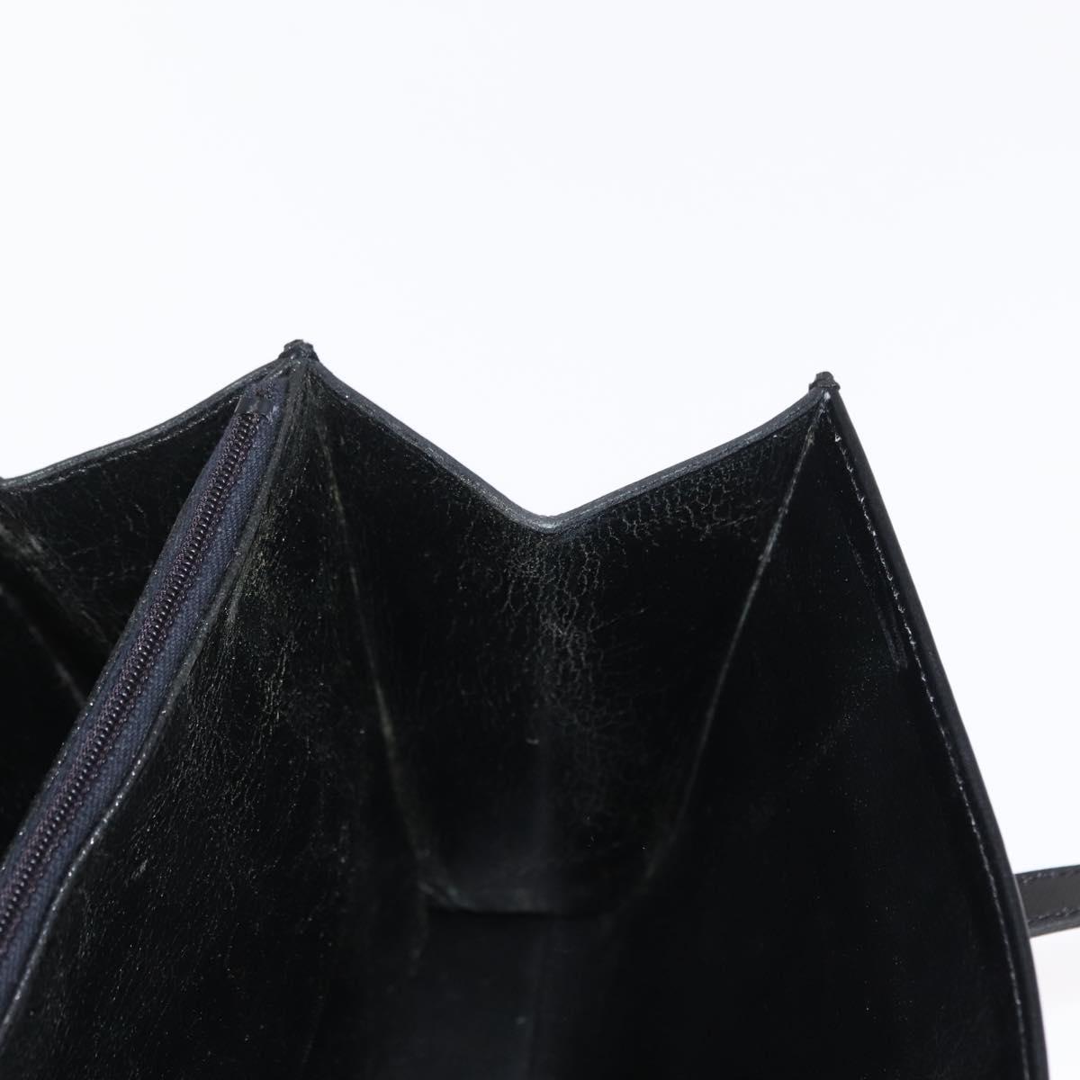 Christian Dior Hand Bag Leather Black Gold Auth ka1492