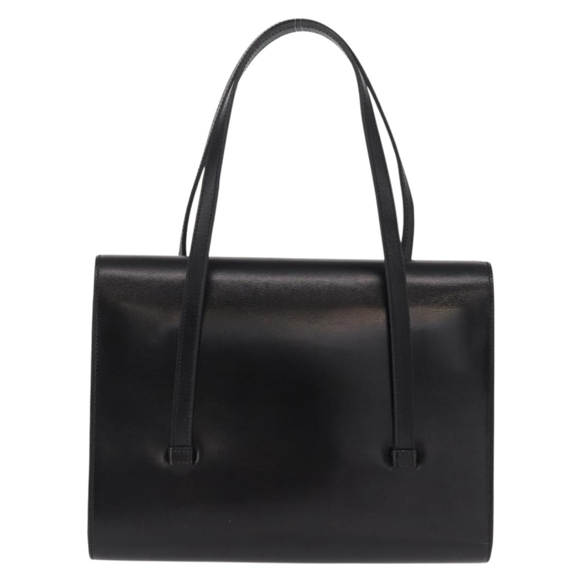Christian Dior Hand Bag Leather Black Gold Auth ka1492