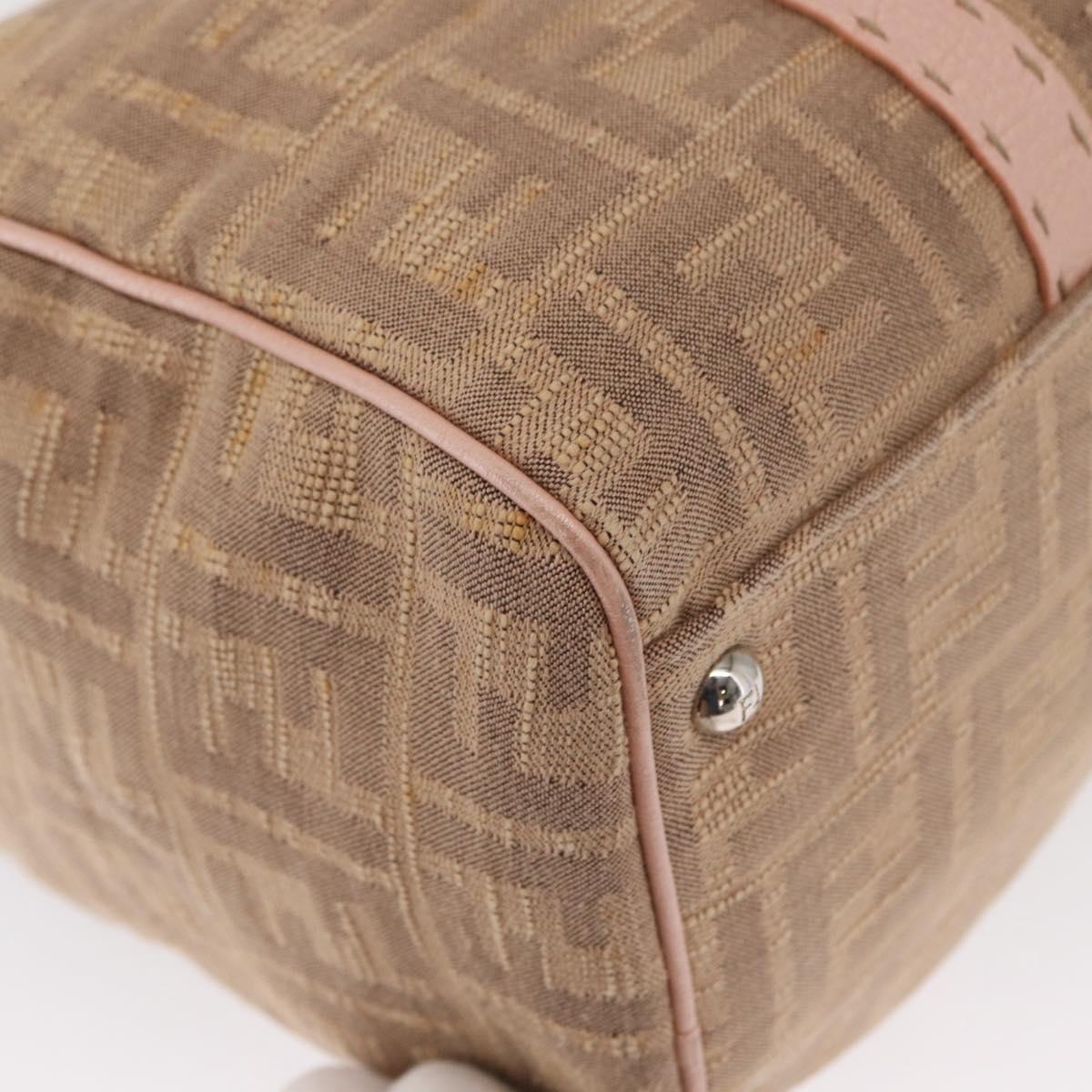 FENDI Zucca Canvas Hand Bag Beige Silver Auth ka1494