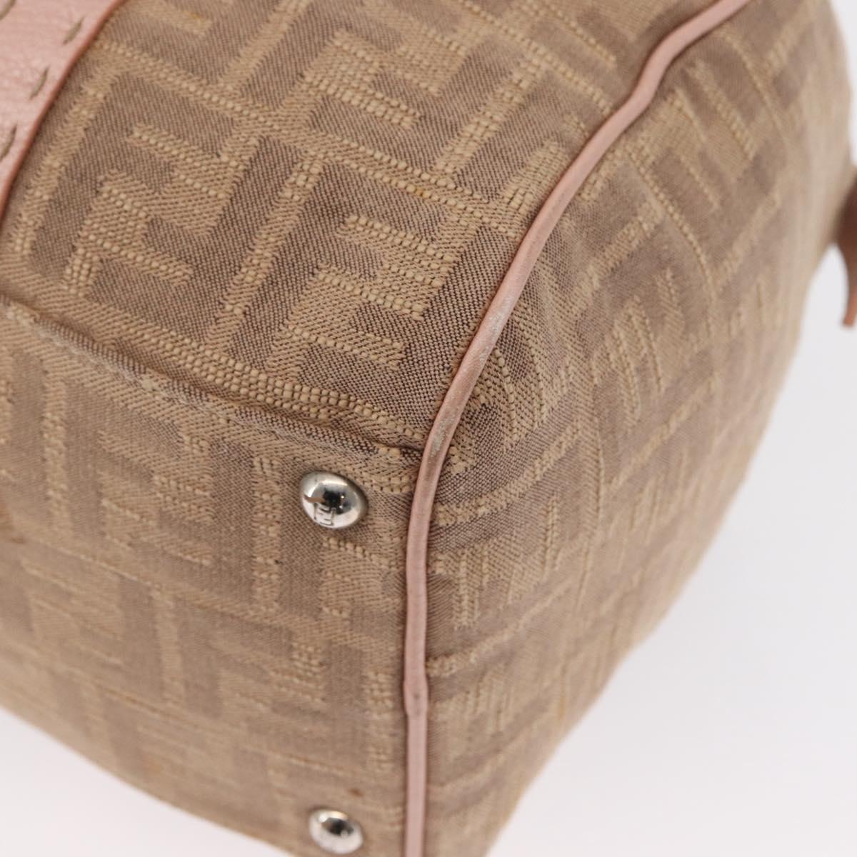 FENDI Zucca Canvas Hand Bag Beige Silver Auth ka1494
