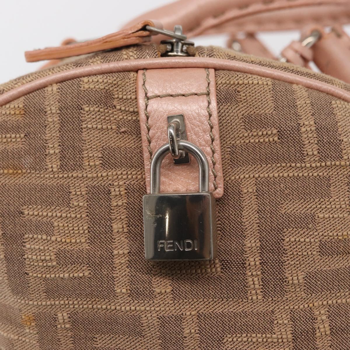 FENDI Zucca Canvas Hand Bag Beige Silver Auth ka1494