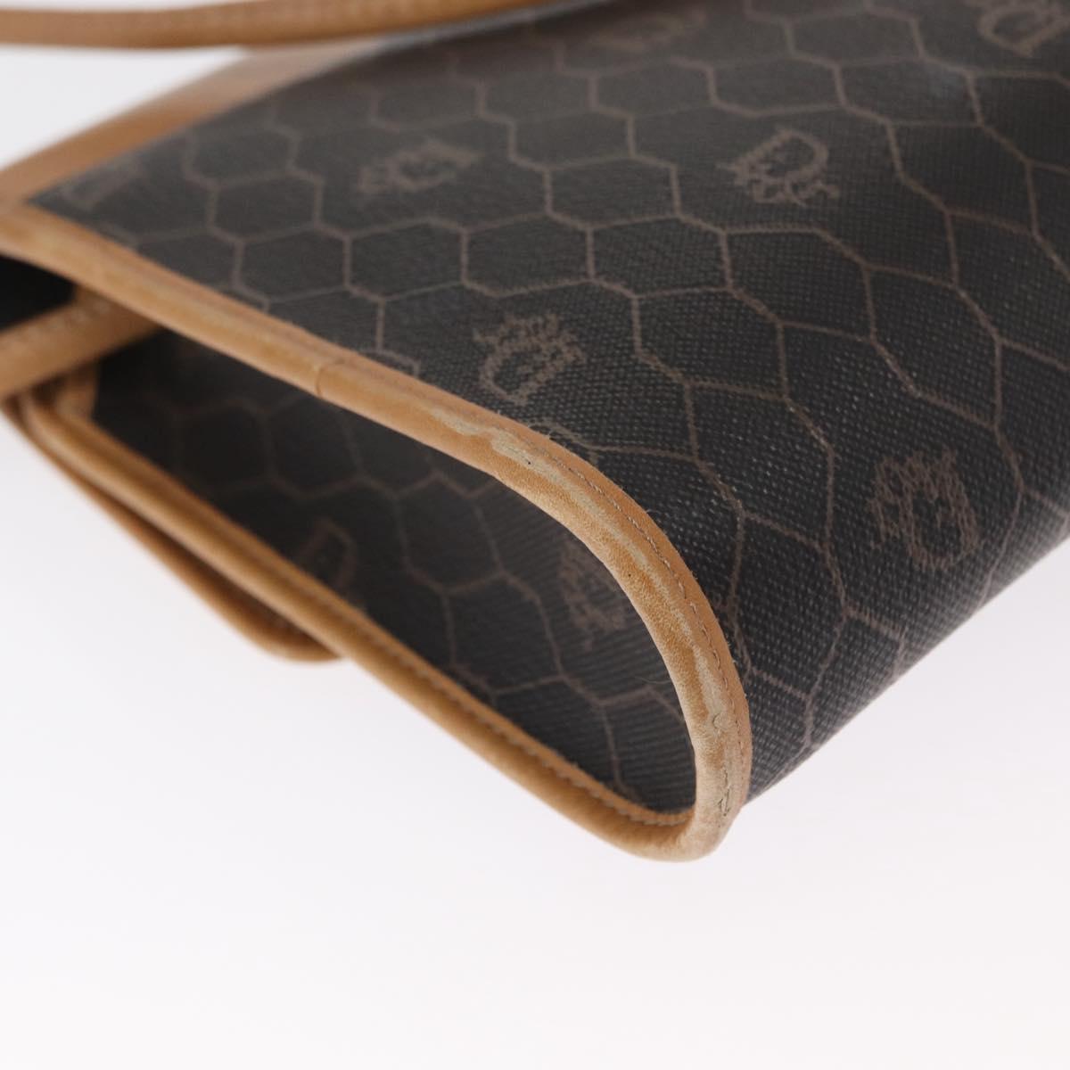 Christian Dior Honeycomb Canvas Shoulder Bag Black Gold Auth ka1495