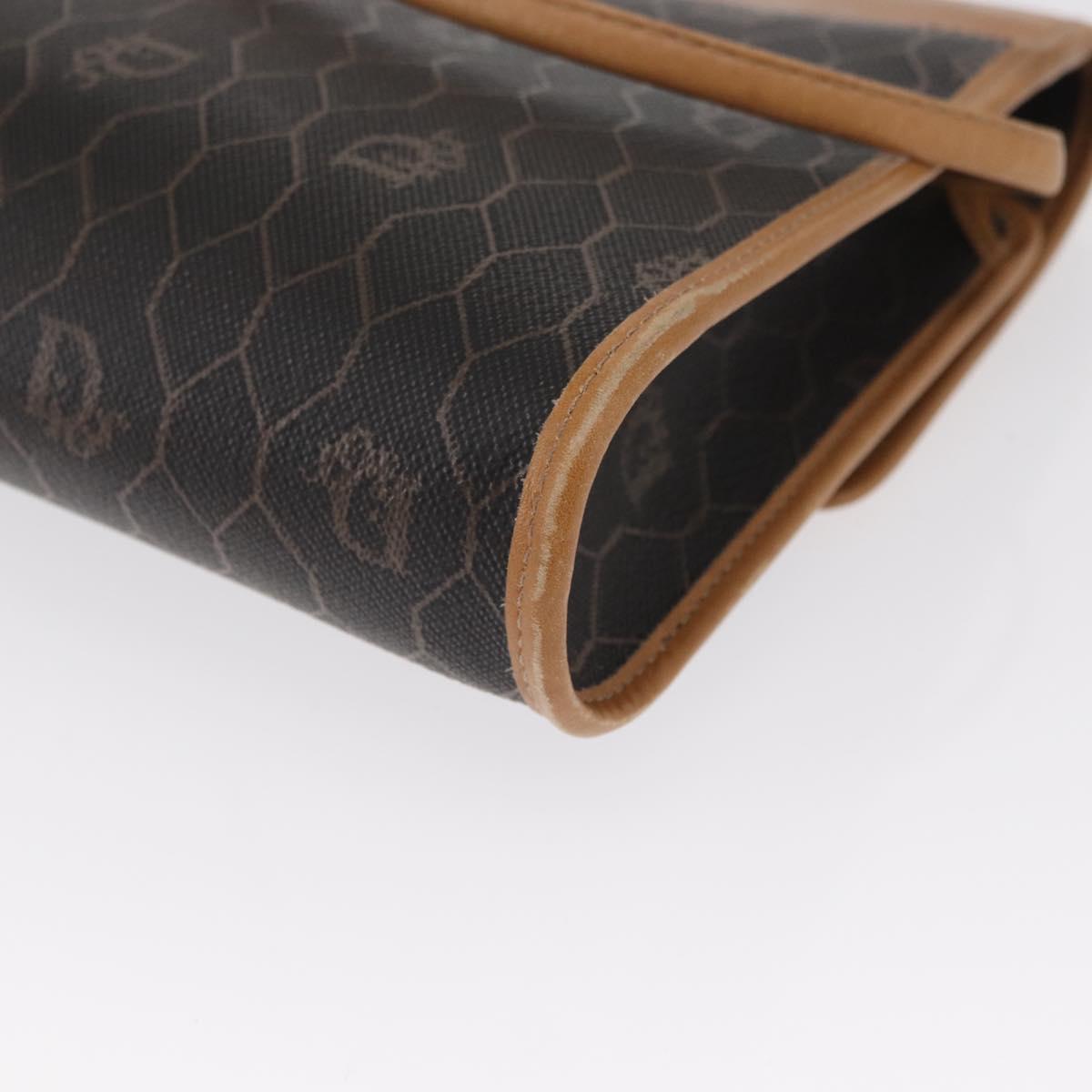 Christian Dior Honeycomb Canvas Shoulder Bag Black Gold Auth ka1495