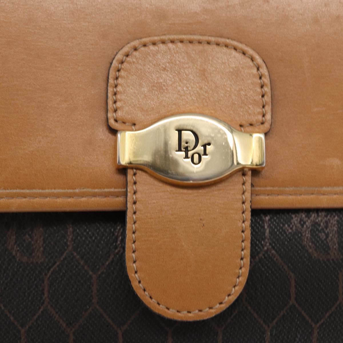 Christian Dior Honeycomb Canvas Shoulder Bag Black Gold Auth ka1495