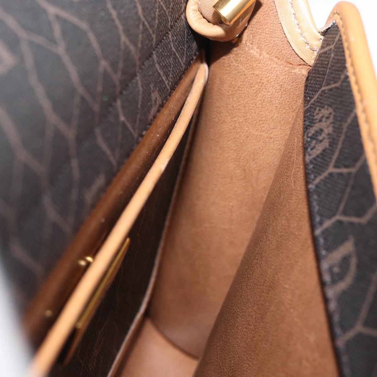 Christian Dior Honeycomb Canvas Shoulder Bag Black Gold Auth ka1495