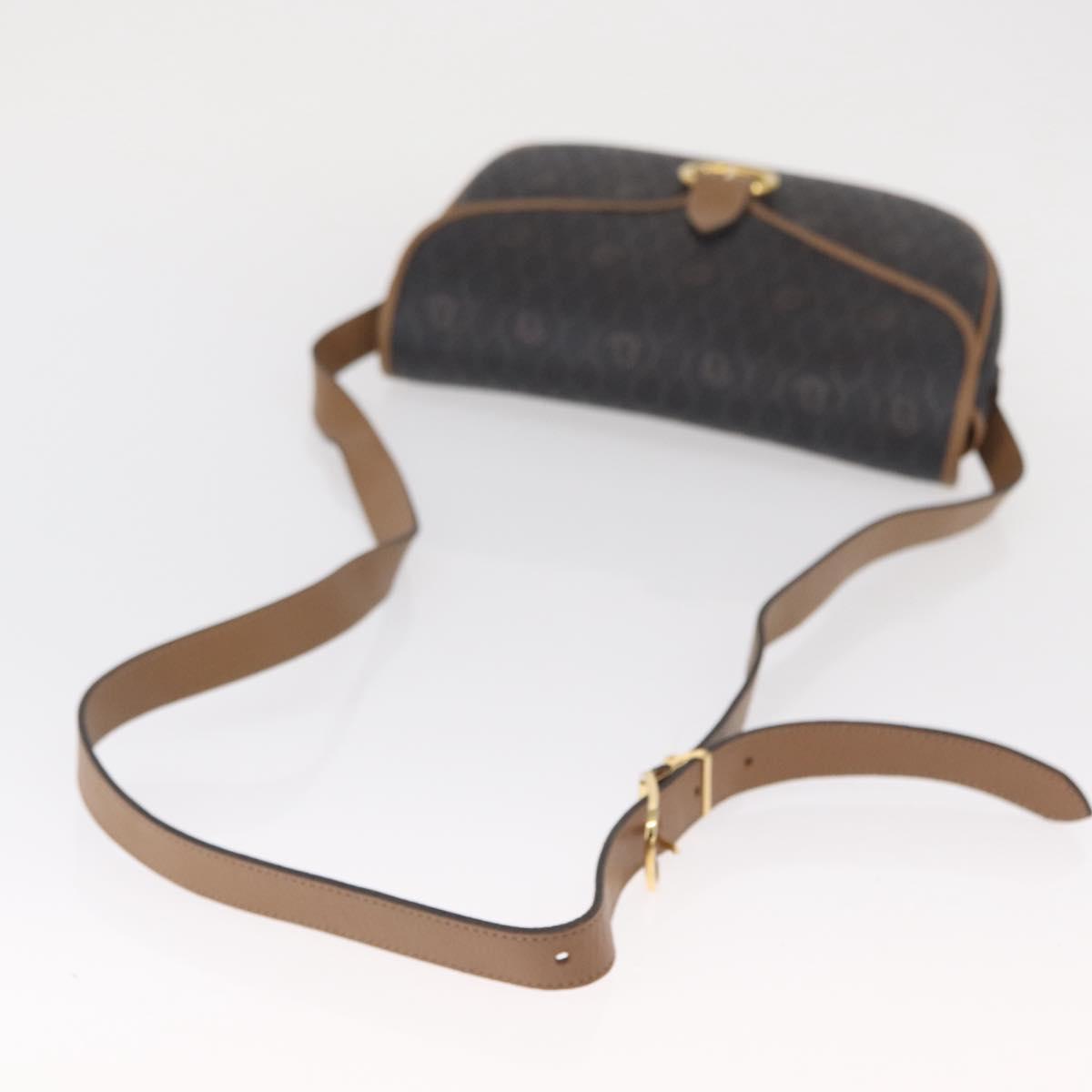 Christian Dior Honeycomb Canvas Shoulder Bag Black Gold Auth ka1496