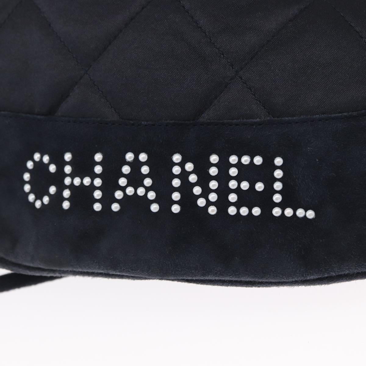 CHANEL Matelasse Backpack Satin Navy CC Auth ka1497