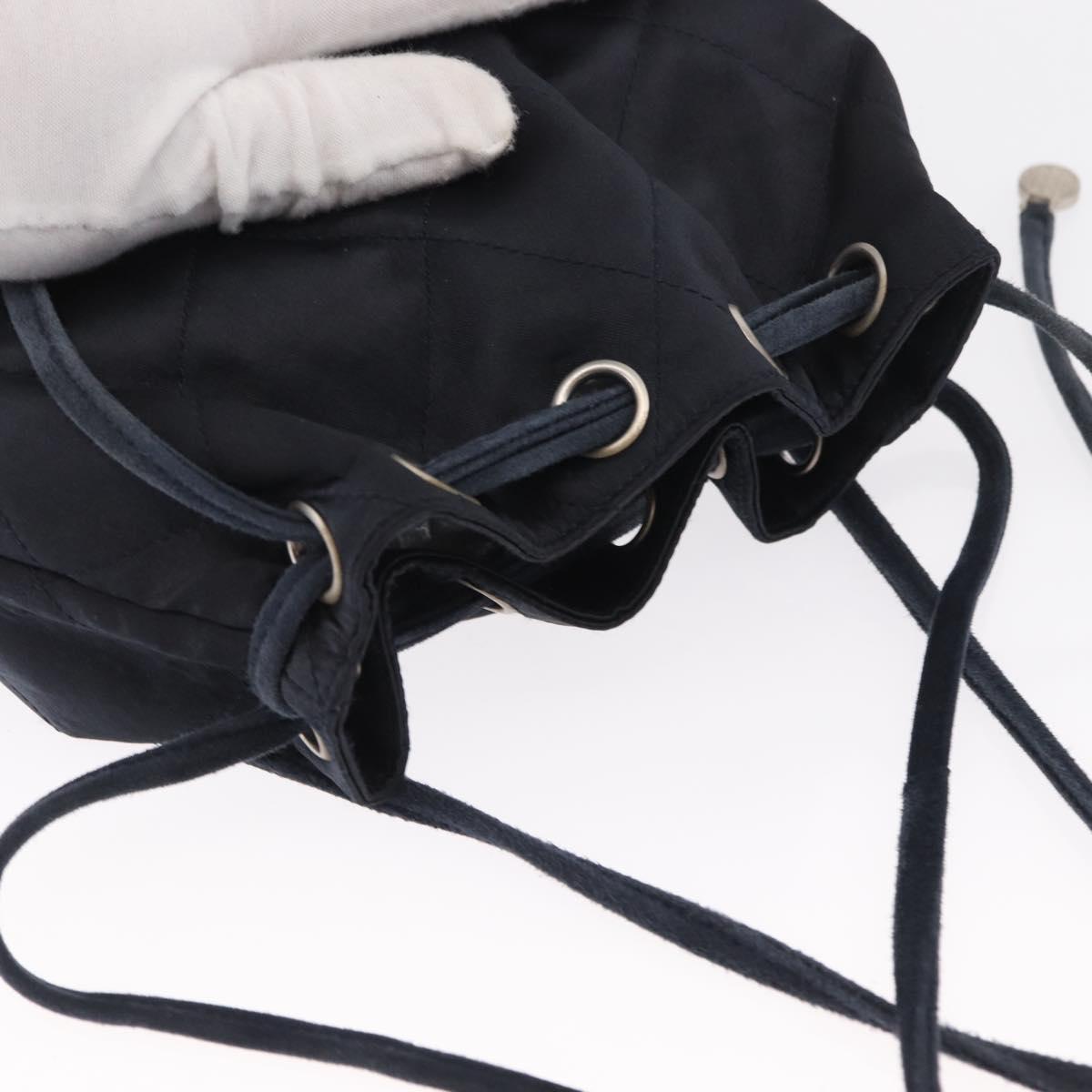 CHANEL Matelasse Backpack Satin Navy CC Auth ka1497