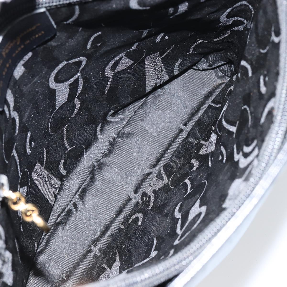 Salvatore Ferragamo Hand Bag Leather Gold Black Auth ka150