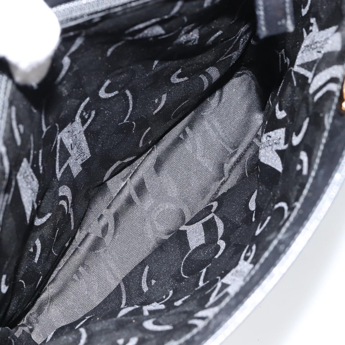 Salvatore Ferragamo Hand Bag Leather Gold Black Auth ka150