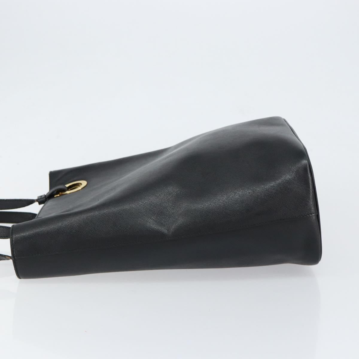 Salvatore Ferragamo Hand Bag Leather Gold Black Auth ka150