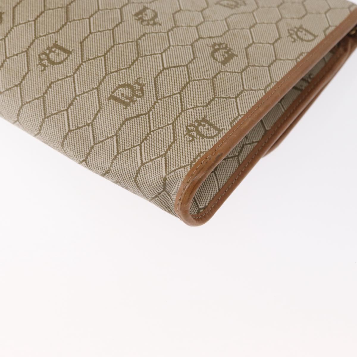 Christian Dior Honeycomb Canvas Shoulder Bag PVC Beige Gold Auth ka1500