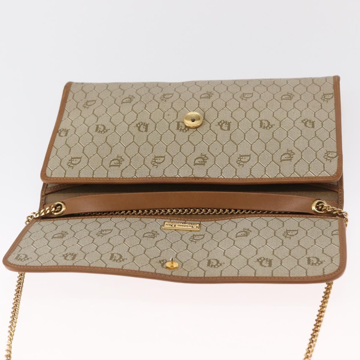 Christian Dior Honeycomb Canvas Shoulder Bag PVC Beige Gold Auth ka1500
