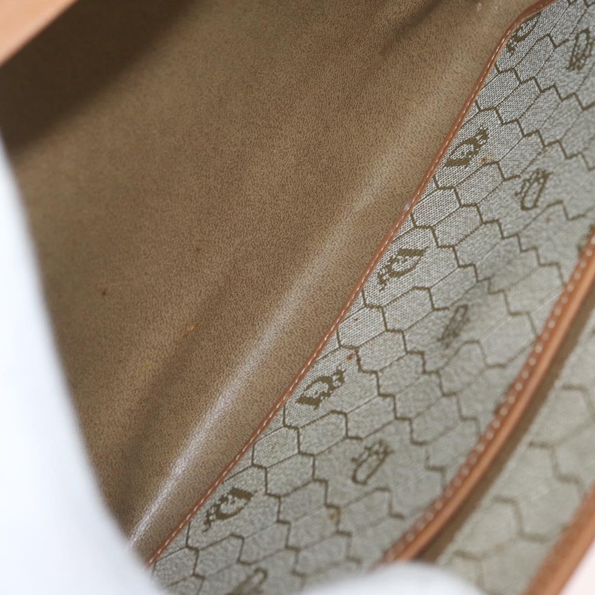 Christian Dior Honeycomb Canvas Shoulder Bag PVC Beige Gold Auth ka1500