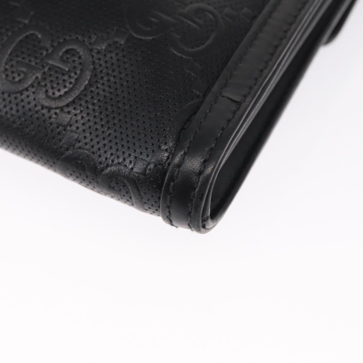 GUCCI GG Emboss Shoulder Bag Black Silver 625782 Auth ka1507