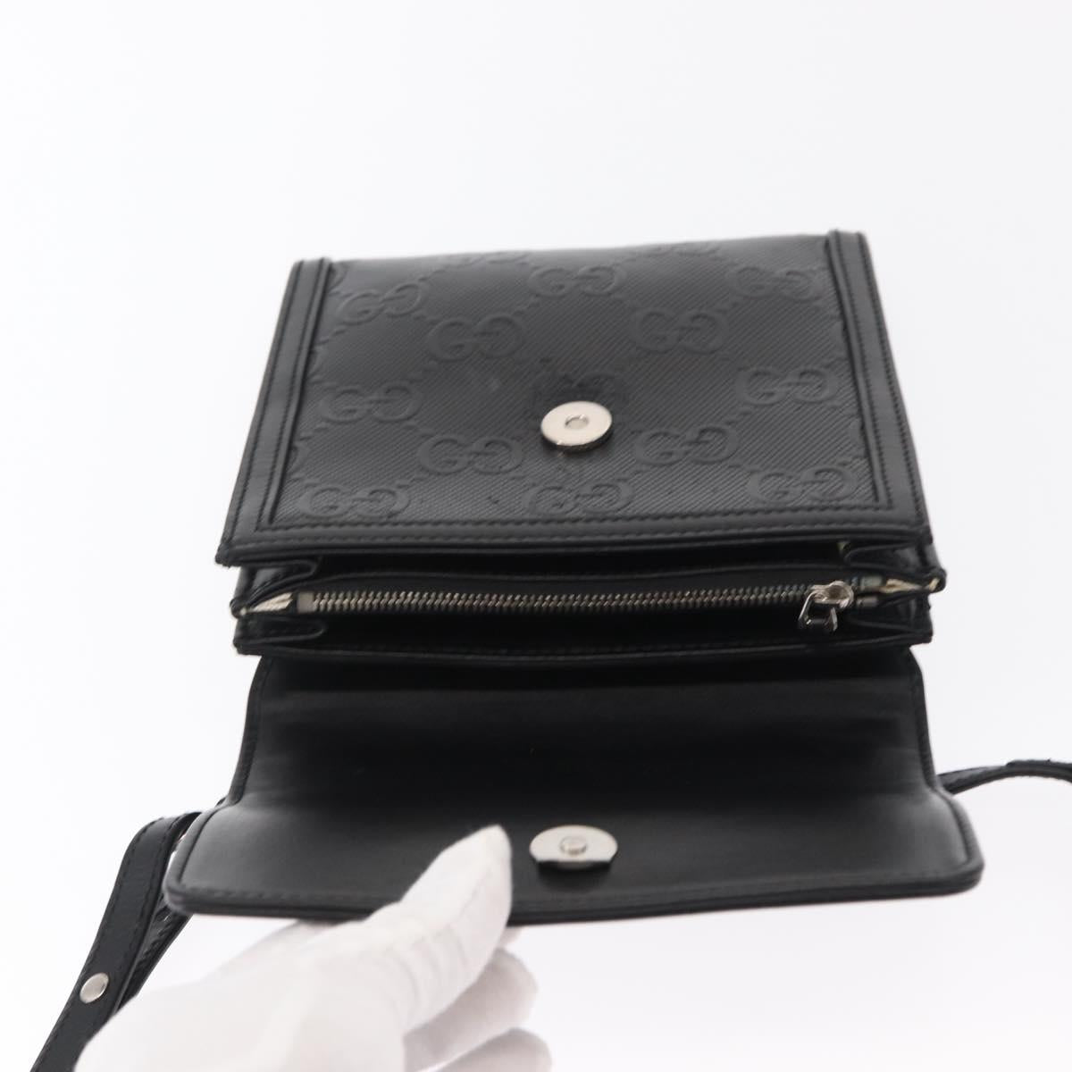 GUCCI GG Emboss Shoulder Bag Black Silver 625782 Auth ka1507