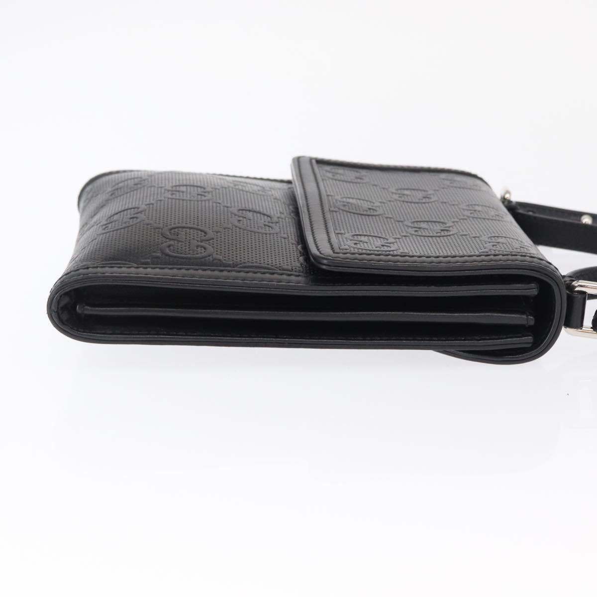 GUCCI GG Emboss Shoulder Bag Black Silver 625782 Auth ka1507