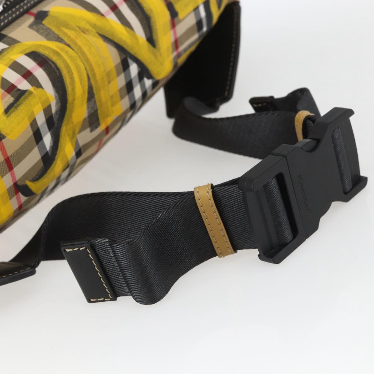 BURBERRY Nova Check Body Bag Canvas Beige Yellow Auth ka1508M