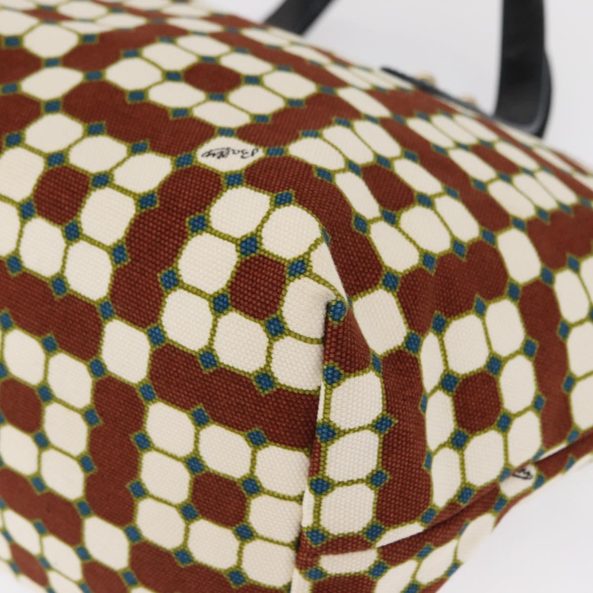BALLY Hand Bag Canvas Gold Brown Auth ka1509