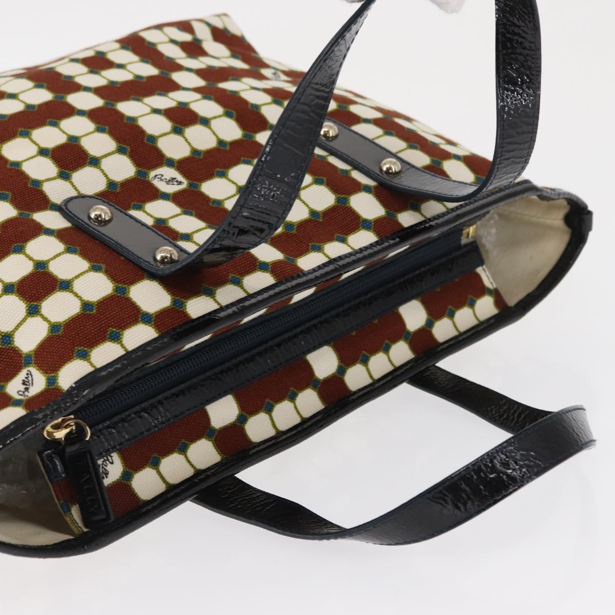 BALLY Hand Bag Canvas Gold Brown Auth ka1509