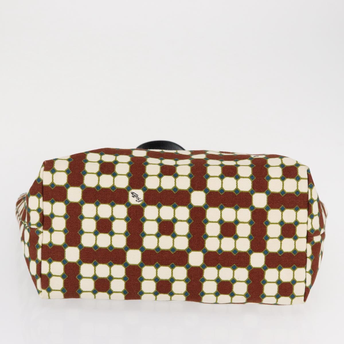 BALLY Hand Bag Canvas Gold Brown Auth ka1509