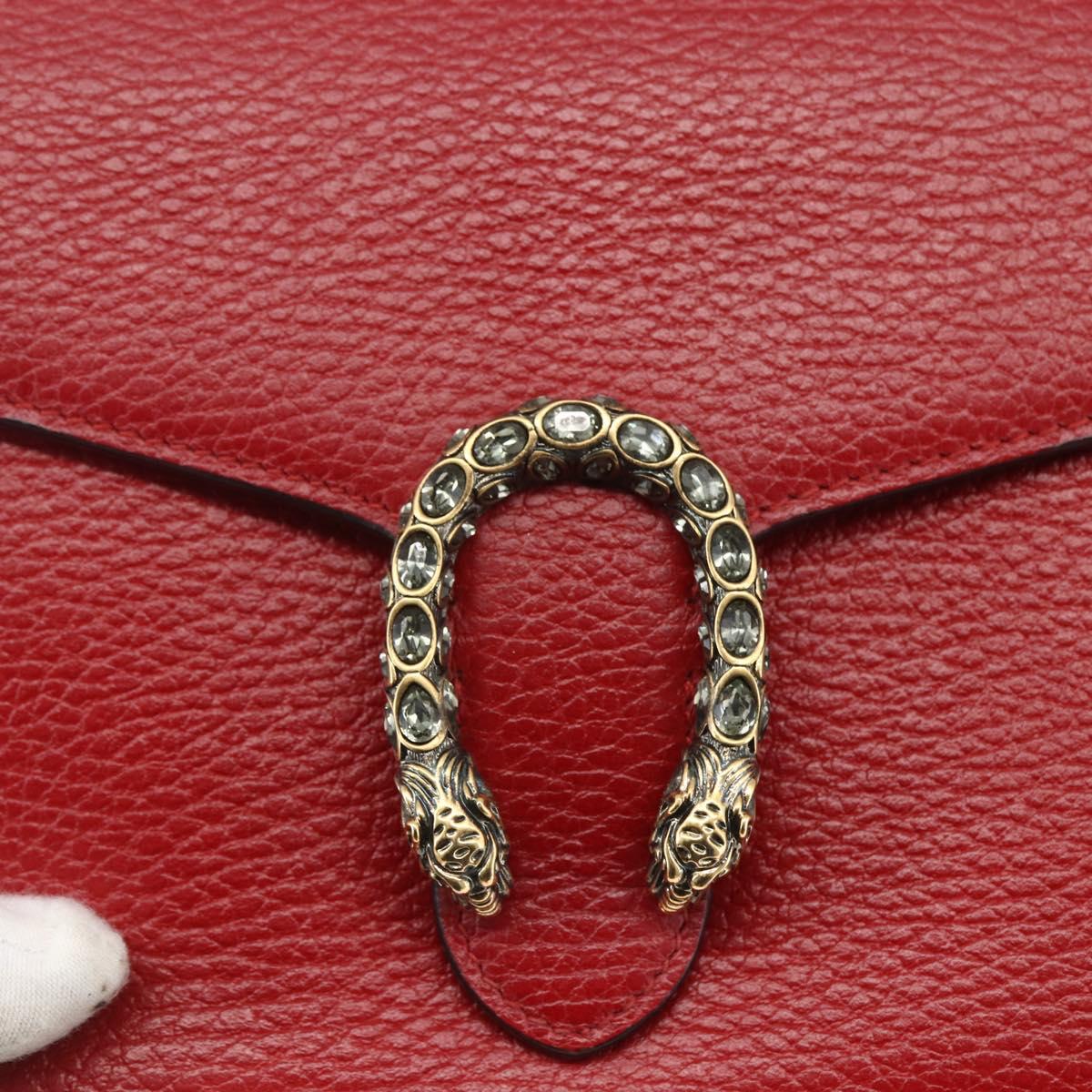 GUCCI Dionysus Chain Wallet Leather Red 401231 Auth ka1510M