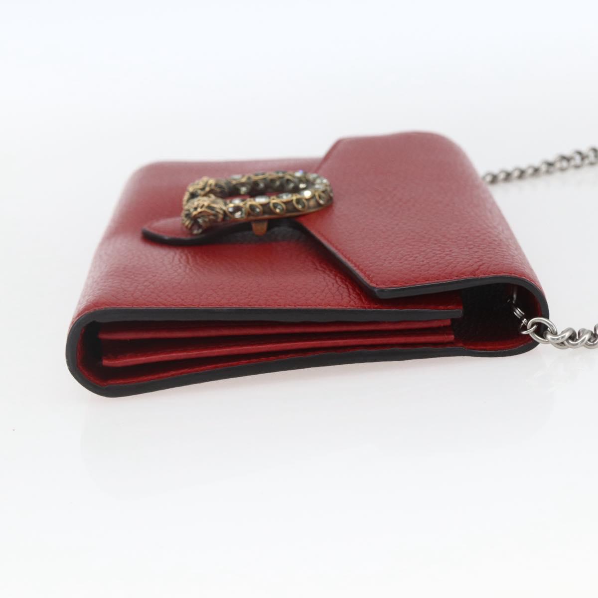 GUCCI Dionysus Chain Wallet Leather Red 401231 Auth ka1510M