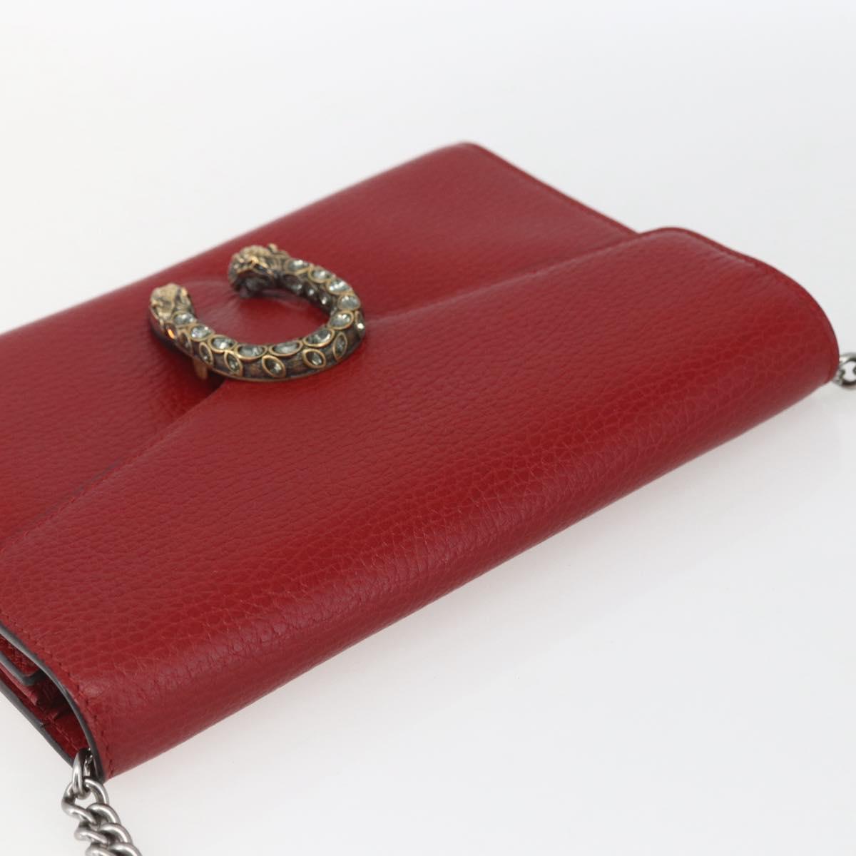 GUCCI Dionysus Chain Wallet Leather Red 401231 Auth ka1510M