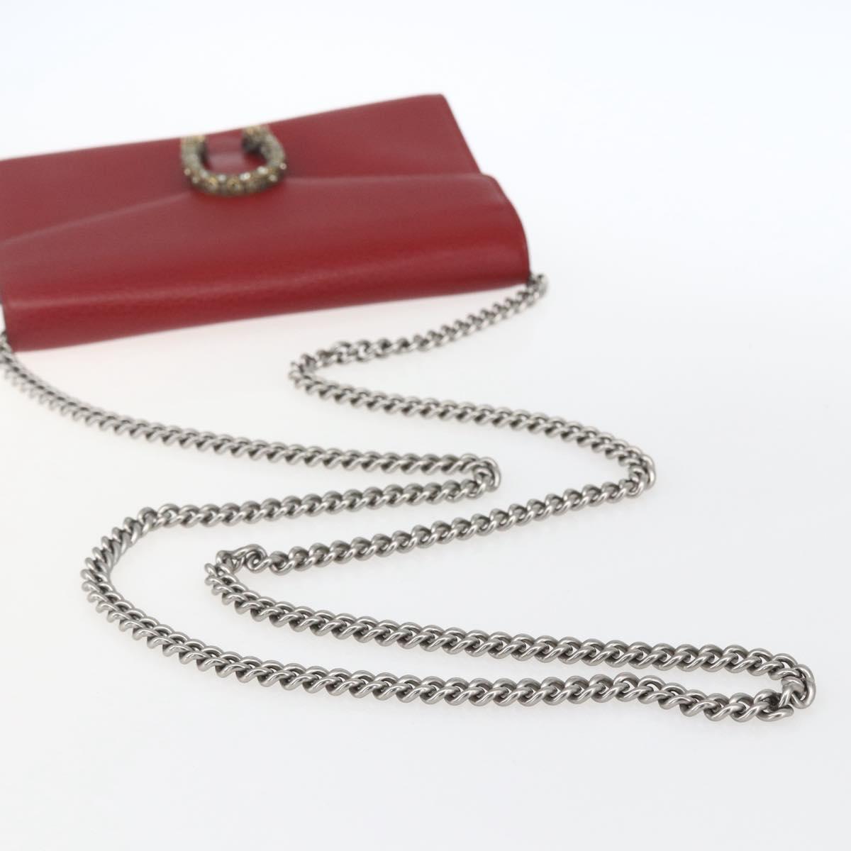 GUCCI Dionysus Chain Wallet Leather Red 401231 Auth ka1510M