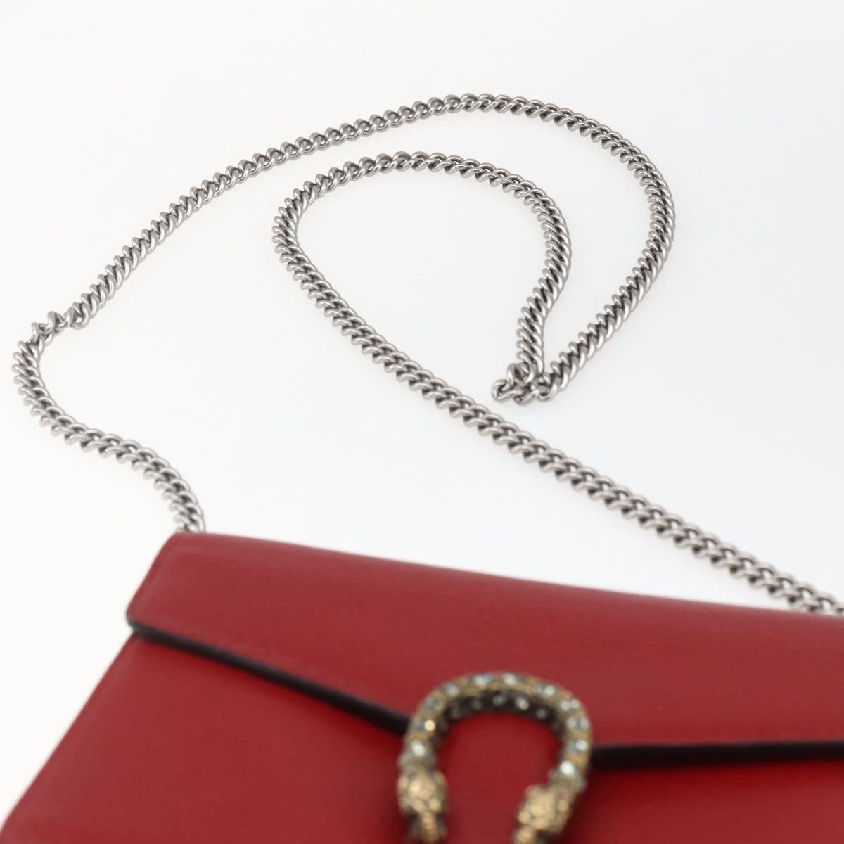 GUCCI Dionysus Chain Wallet Leather Red 401231 Auth ka1510M