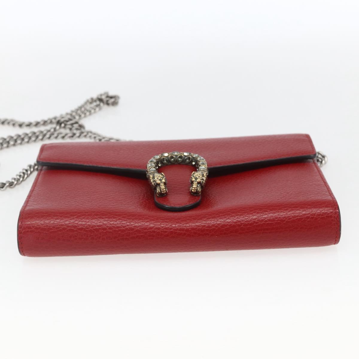 GUCCI Dionysus Chain Wallet Leather Red 401231 Auth ka1510M